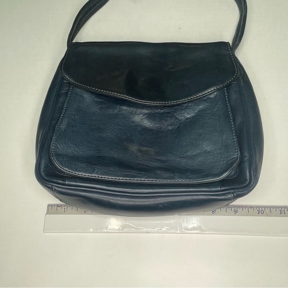 Tignanello Classic Saddlebag Navy Leather Handbag Shoulder Bag pre-owned - Picture 11 of 13